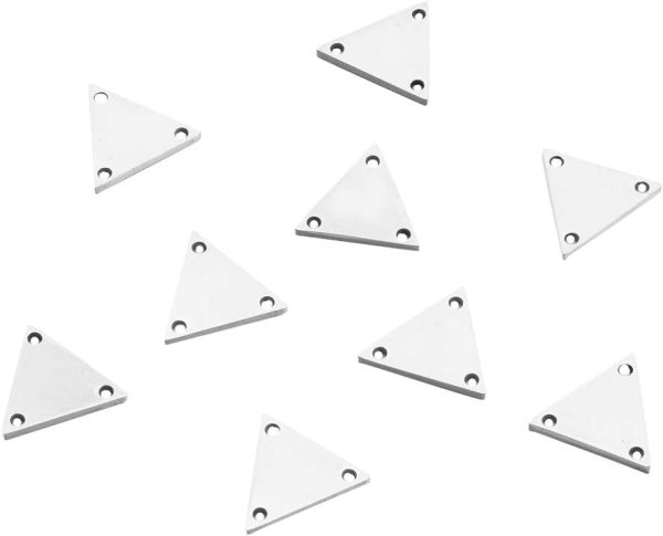 10 Pieces 304 Stainless Steel Anti-Allergic Metal 3-Holes Triangle Blank Stamping Tag Chandelier Componet Links Charm Pendant for Jewelery Making DIY Findings - 12.1mm - Image 2