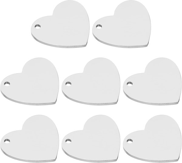 Heart Charm, Heart Pendant Metal Stamping Blanks Tags Stainless Steel Blank Stamping Tags Pendant Plate for Laser Engraving