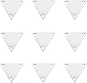 10 Pieces 304 Stainless Steel Anti-Allergic Metal 3-Holes Triangle Blank Stamping Tag Chandelier Componet Links Charm Pendant for Jewelery Making DIY Findings – 12.1mm