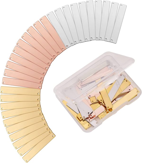 20-30 Pcs Rectangle Stamping Blank Tags Smooth Brass Charms Pendants Charm for DIY Bracelet Necklace Jewelry Making