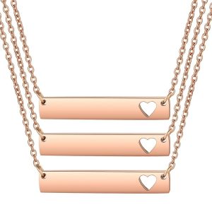 3 Pack x Stainless Cut Heart Necklace Blank | Stainless Laser Engravable Blank | Necklace Stainless Steel | Stainless Laser Engraving Blanks (3 Pack Rose Gold)