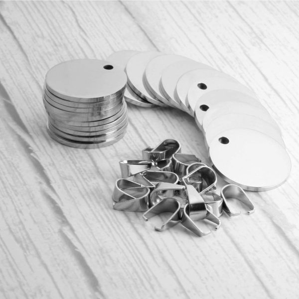 Stamping Blanks Silver Round Metal Charms 20 Pcs Stainless Steel Blank Stamping Tags with Hole 1 Inch (25mm) Pendants for Necklace Bracelet Pet ID Name Tags DIY Handicrafts - Image 2