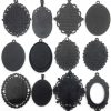 10pcs 30x40mm Black Pendant Trays, Blank Glass Cabochons Dome Base Setting Bezel Frame Cameo Metal Alloy Charms for Jewelry Making DIY Findings (HM117) - Image 2