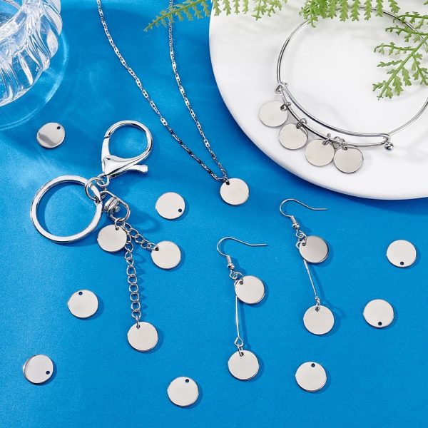 100pcs 12mm 304 Stainless Steel Stamping Blank Tag Pendants, Flat Round Metal Discs Blank Bar Stamping Discs Blank Name Pendant for DIY Necklaces Bracelets Handmade Jewelry Making - Image 2