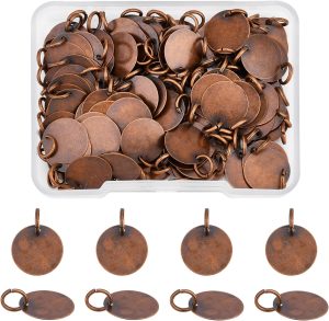 100Pcs Brass Stamping Blank Tag Charms 12mm Flat Round Metal Stamps Tags Pendants for Bracelet Necklace Jewelry Making