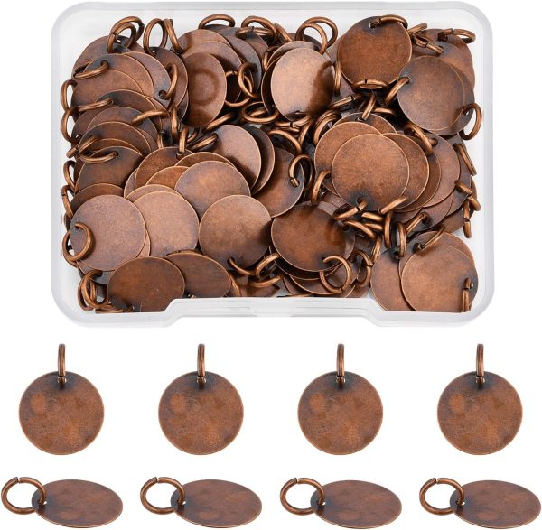 100Pcs Brass Stamping Blank Tag Charms 12mm Flat Round Metal Stamps Tags Pendants for Bracelet Necklace Jewelry Making