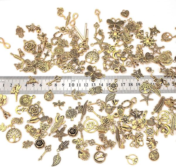 200Pcs Tibetan Antique Gold Charm Mixed Pendants DIY for Bracelet Necklace Jewelry Making and Crafting - Image 2