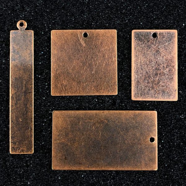 24Pcs Antique Red Copper Brass Blank Stamping Pendants Handmade Crafting Tag Accessories Supplies Personalized Custome Jewelry Metal Stamping Tags (Antique Red Copper)