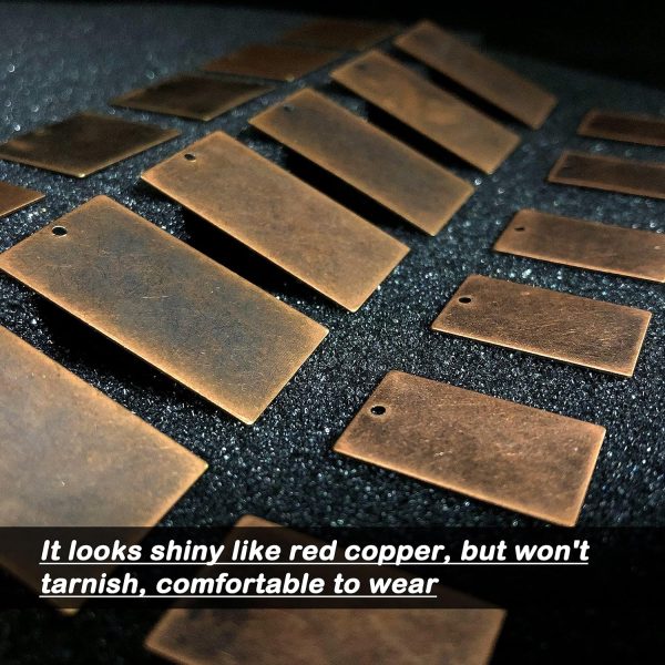 24Pcs Antique Red Copper Brass Blank Stamping Pendants Handmade Crafting Tag Accessories Supplies Personalized Custome Jewelry Metal Stamping Tags (Antique Red Copper) - Image 2